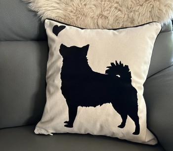 Coussin avec imprimé Schipperke en Flock
