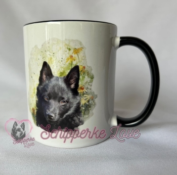 Mok met Schipperke portrait "Skippy"